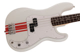 Fender 2023 Collection, Made in Japan Traditional 60s Precision Bass, Olympic White with Red Competition Stripe