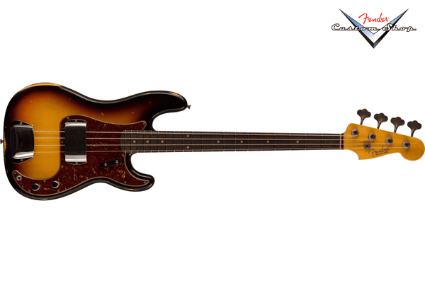 กีตาร์เบส Fender Custom Shop 1964 Precision Bass Relic, Bleached 3-Color Sunburst