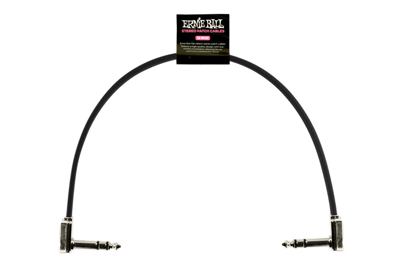 ERNIE BALL 12" SINGLE FLAT RIBBON STEREO PATCH CABLE - BLACK