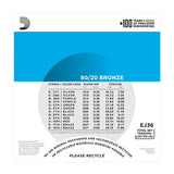 สายกีต้าร์โปร่ง Daddario EJ36 80/20 12-String Bronze Acoustic Guitar Strings, Light, 10-47