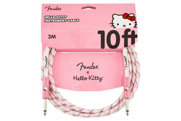 สายแจ็คกีต้าร์ Fender x Hello Kitty White/Pink Woven Cable