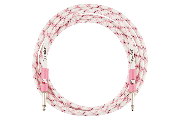 สายแจ็คกีต้าร์ Fender x Hello Kitty White/Pink Woven Cable