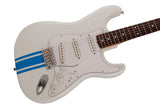 Fender 2023 Collection, Made in Japan Traditional 60s Stratocaster, Olympic White with Blue Competition Stripe