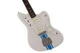 Fender 2023 Collection, Made in Japan Traditional 60s Jazzmaster, Olympic White with Blue Competition Stripe