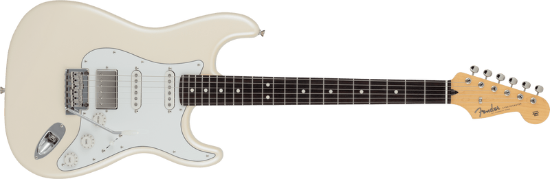 กีตาร์ไฟฟ้า Fender, 2024 Collection, Made in Japan Hybrid II Stratocaster HSS, Olympic Pearl