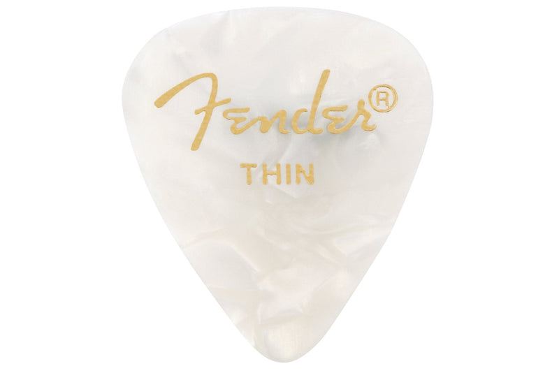 ปิ๊กกีตาร์ Fender Celluloid Picks, 351 Shape Thin White Moto