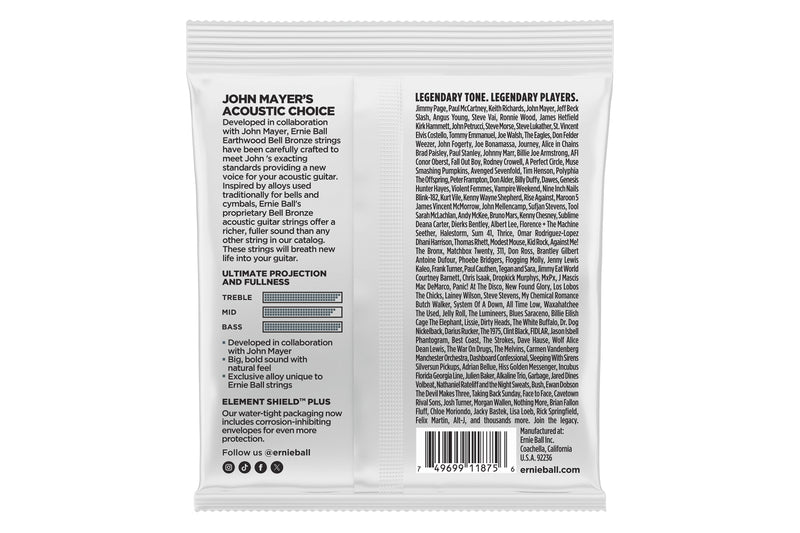 Ernie Ball Light Earthwood Bell Bronze Acoustic Guitar Strings 11-52 สายกีต้าร์โปร่ง