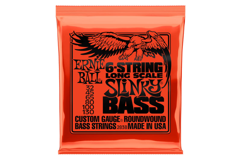 Ernie Ball Slinky Nickel Wound Long Scale 6-String Electric Bass Strings 32-130 Gauge สายเบส 
