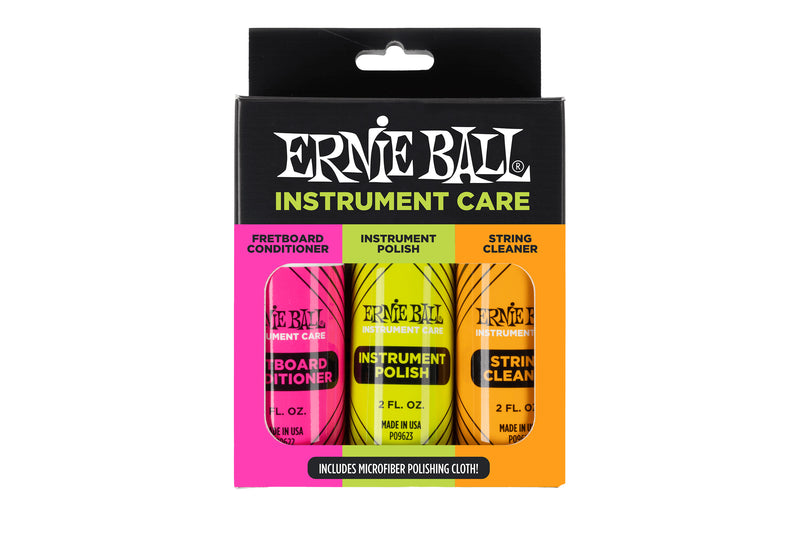 Ernie Ball Instrument Care 3-pack with Microfiber Polish Cloth ชุดน้ำยาทำความสะอาดกีตาร์