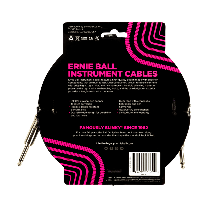 Ernie Ball Braided Instrument Cable Straight/Straight