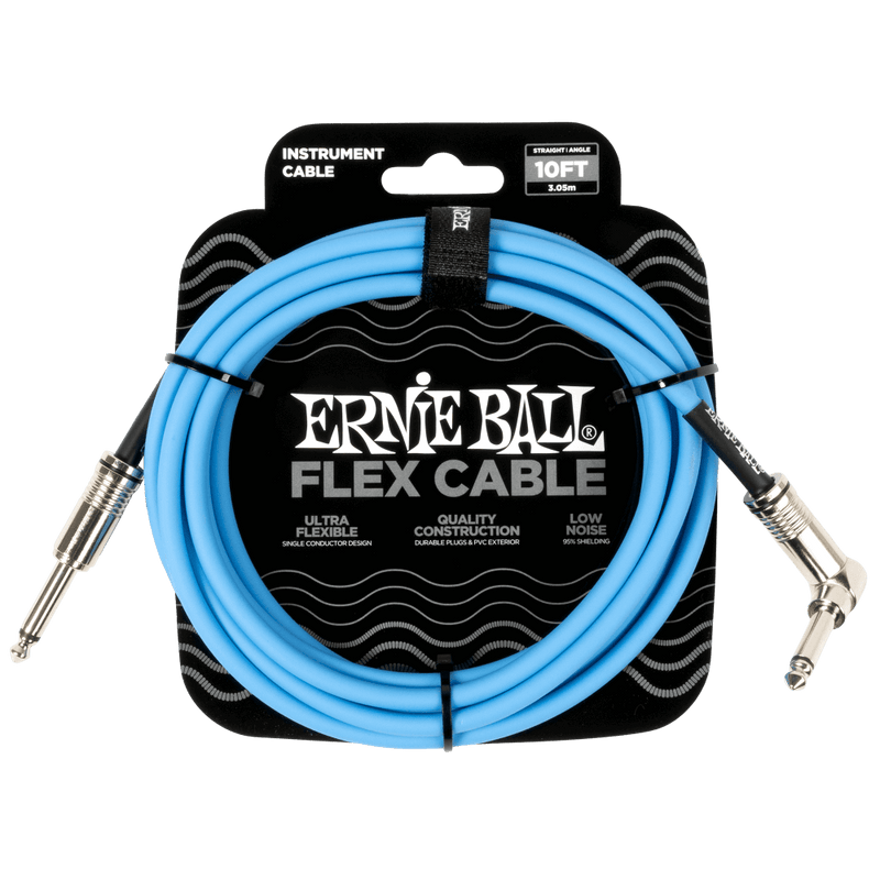 สายแจ็คกีต้าร์ Ernie Ball Flex Cable Straight/Angle 10ft, Blue