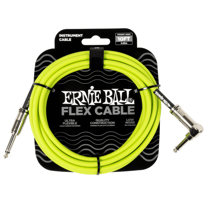 สายแจ็คกีต้าร์ Ernie Ball Flex Cable Straight/Angle 10ft, Green