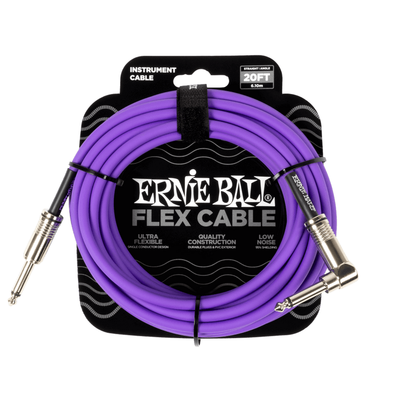 สายแจ็คกีต้าร์ Ernie Ball Flex Cable Straight/Angle 20ft, Purple