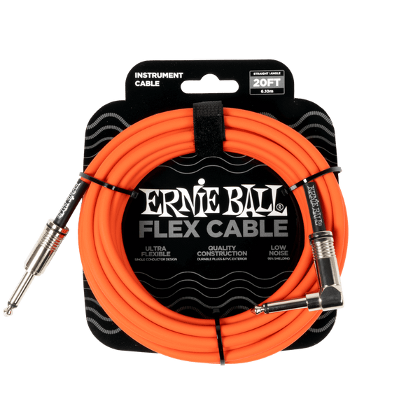 สายแจ็คกีต้าร์ Ernie Ball Flex Cable Straight/Angle 20ft, Orange