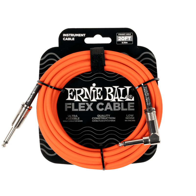 สายแจ็คกีต้าร์ Ernie Ball Flex Cable Straight/Angle 20ft, Orange