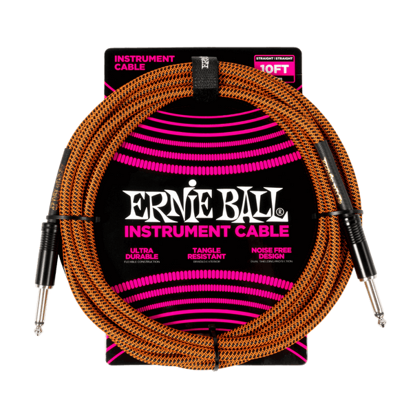 สายแจ็คกีต้าร์ Ernie Ball Braided Instrument Cable Straight/Straight, 10 Feet