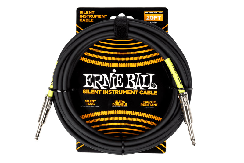 Ernie Ball Classic Silent Instrument Cable, Straight/Straight 20ft สายแจ็คกีต้าร์