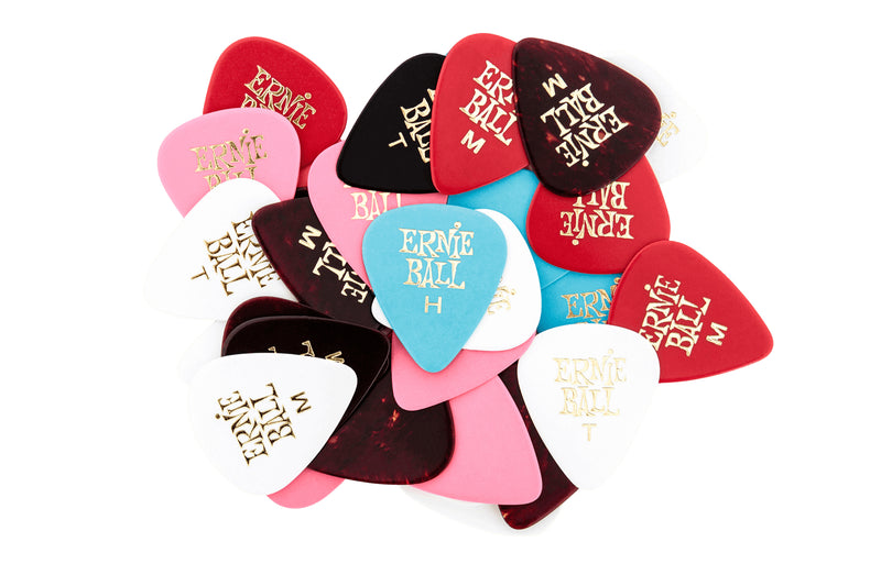 ปิ๊กกีต้าร์ Ernie Ball Cellulose Guitar Picks คละสีและความหนา (144 ตัว)