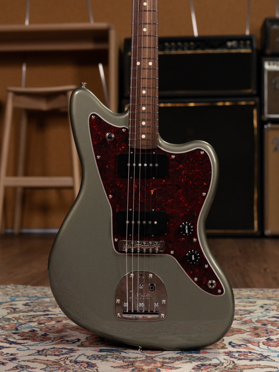 Fender FSR Collection Hybrid II Jazzmaster, Jasper Olive Metallic เบ๊