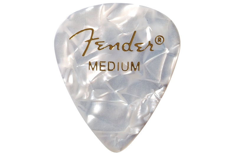 ปิ๊กกีตาร์ Fender Celluloid Picks, 351 Shape Medium White Moto