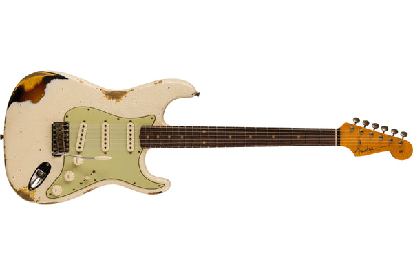 กีตาร์ไฟฟ้า Fender Custom Shop 1960 Stratocaster Heavy Relic, Aged Olympic White over 3-Color Sunburst
