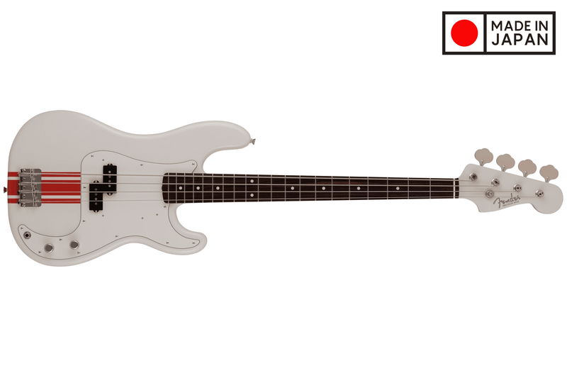Fender 2023 Collection, Made in Japan Traditional 60s Precision Bass, Olympic White with Red Competition Stripe