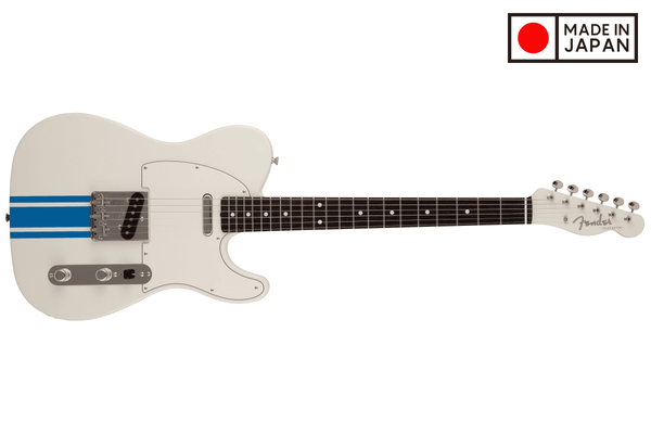 Fender 2023 Collection, Made in Japan Traditional 60s Telecaster, Olympic White with Blue Competition Stripe