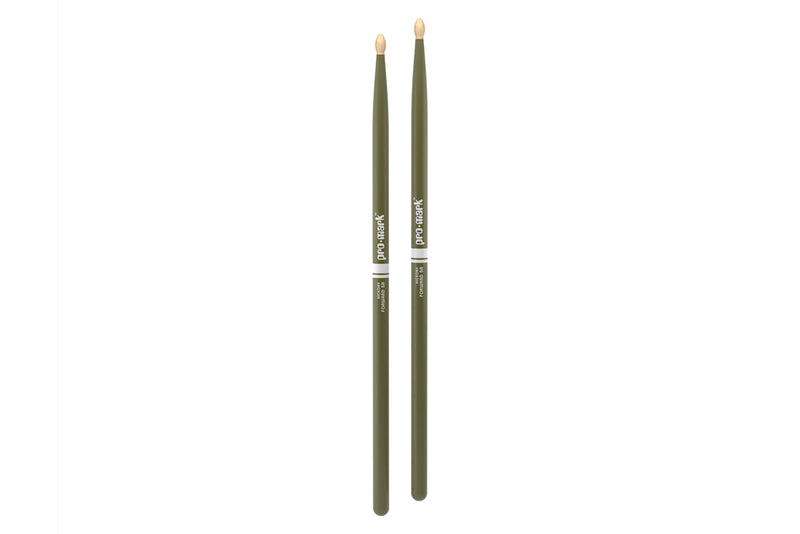 ProMark TX5AW-GR Classic Forward 5A Painted Green Hickory Drumstick, Oval Wood Tip