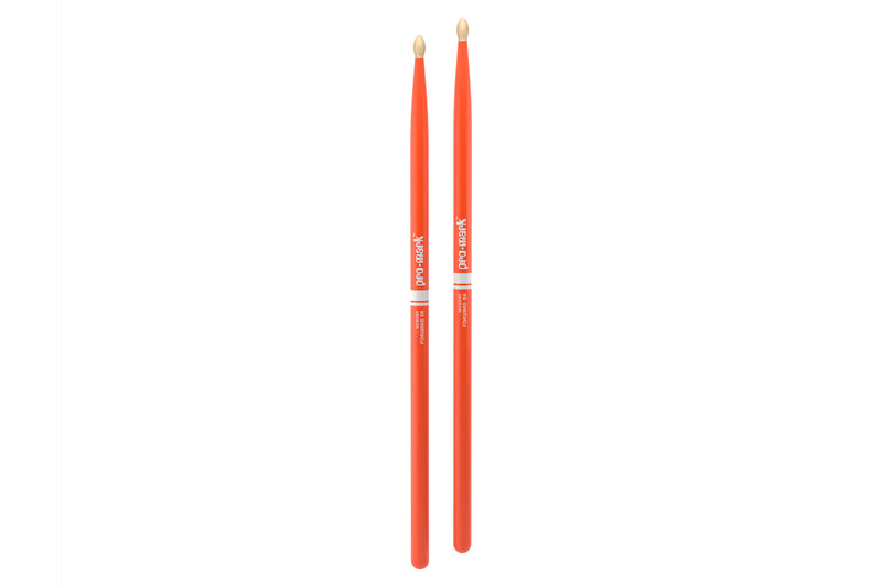 ProMark TX5AW-OR Classic Forward 5A Painted Orange Hickory Drumstick, Oval Wood Tip