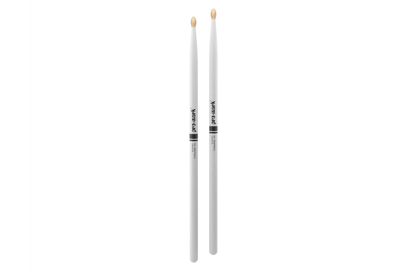 ProMark TX5AW-WH Classic Forward 5A Painted White Hickory Drumstick, Oval Wood Tip