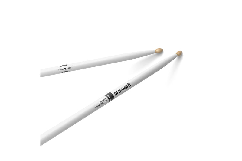 ProMark TX5AW-WH Classic Forward 5A Painted White Hickory Drumstick, Oval Wood Tip