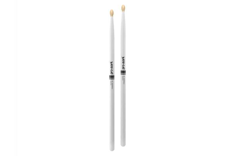 ProMark TX5BW-WH Classic Forward 5B Painted White Hickory Drumstick, Oval Wood Tip