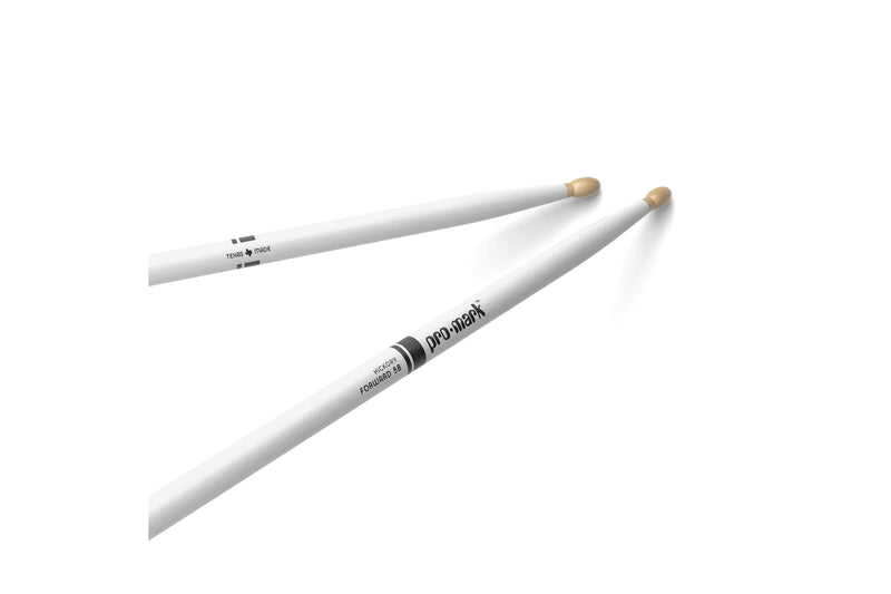 ProMark TX5BW-WH Classic Forward 5B Painted White Hickory Drumstick, Oval Wood Tip