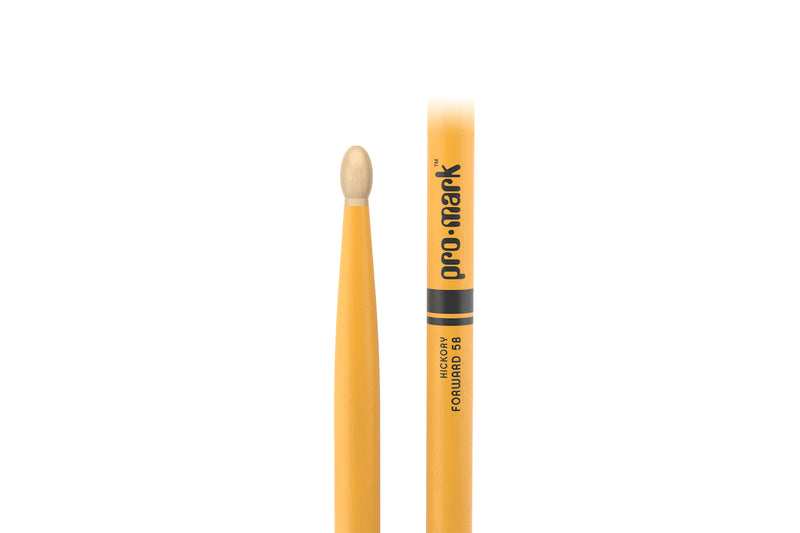 ProMark TX5BW-YL Classic Forward 5B Painted Yellow Hickory Drumstick, Oval Wood Tip