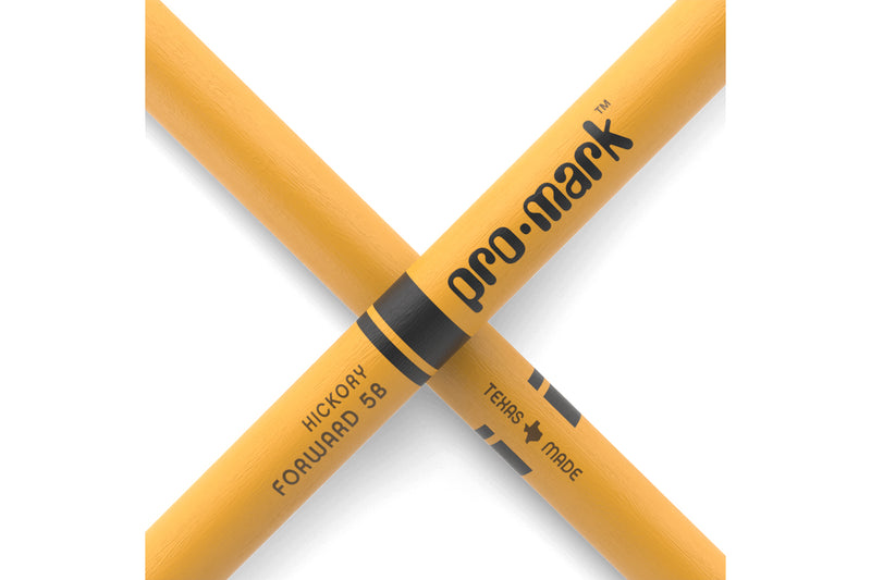 ProMark TX5BW-YL Classic Forward 5B Painted Yellow Hickory Drumstick, Oval Wood Tip