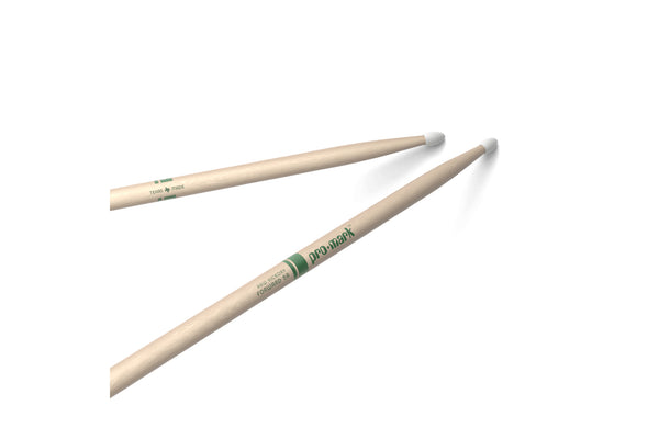 ProMark TXR5AN Classic Forward 5A Raw Hickory Drumstick, Oval Nylon Tip