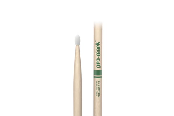 ProMark TXR7AN Classic Forward 7A Raw Hickory Drumstick, Oval Nylon Tip