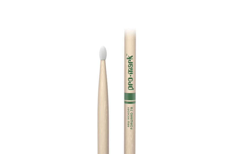 ProMark TXR7AN Classic Forward 7A Raw Hickory Drumstick, Oval Nylon Tip