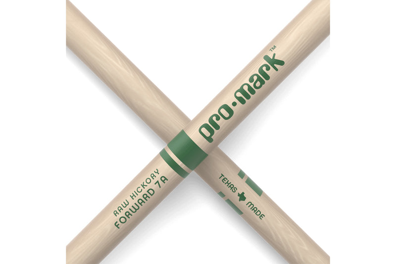 ProMark TXR7AN Classic Forward 7A Raw Hickory Drumstick, Oval Nylon Tip