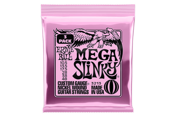 Ernie Ball Mega Slinky Nickel Wound Electric Guitar Strings 3 Pack - 10.5-48 Gauge