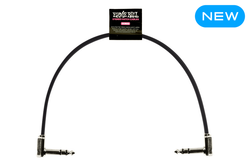 ERNIE BALL 12" SINGLE FLAT RIBBON STEREO PATCH CABLE - BLACK