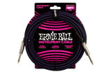 Ernie Ball 18 Feet Braided Straight / Angle Instrument Cable Purple Black