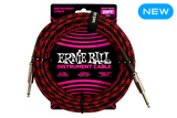 Ernie Ball 25 Feet Straight / Angle Braided Instrument Cables Red Black