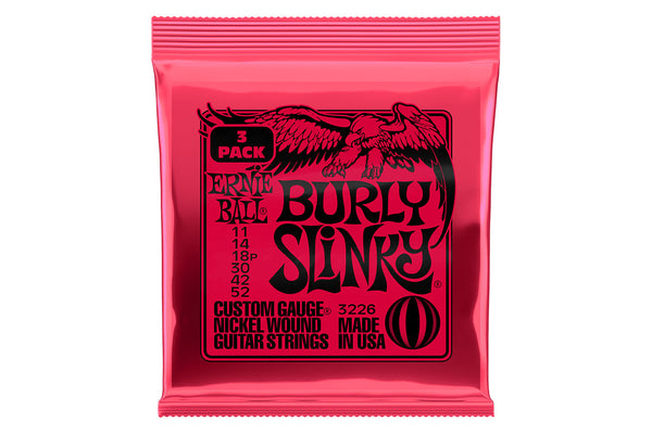 Ernie Ball Burly Slinky Nickel Wound Electric Guitar Strings 3 Pack - 11-52 Gauge