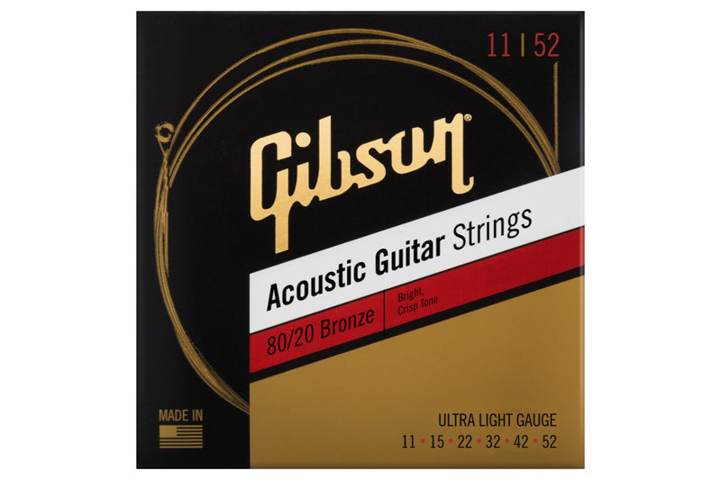 สายกีต้าร์โปร่ง Gibson 80/20 Bronze Acoustic Guitar Strings