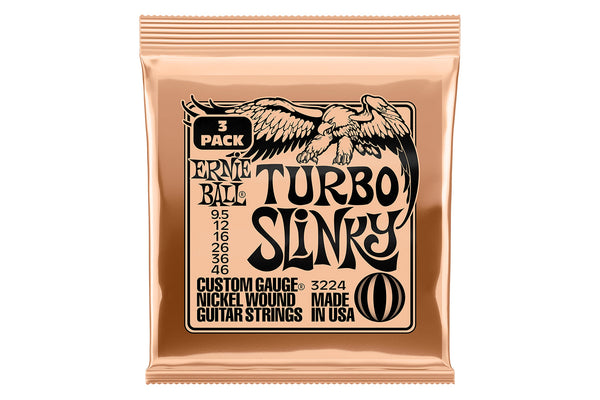 Ernie Ball Turbo Slinky Nickel Wound Electric Guitar Strings 3 Pack - 9.5-46 Gauge