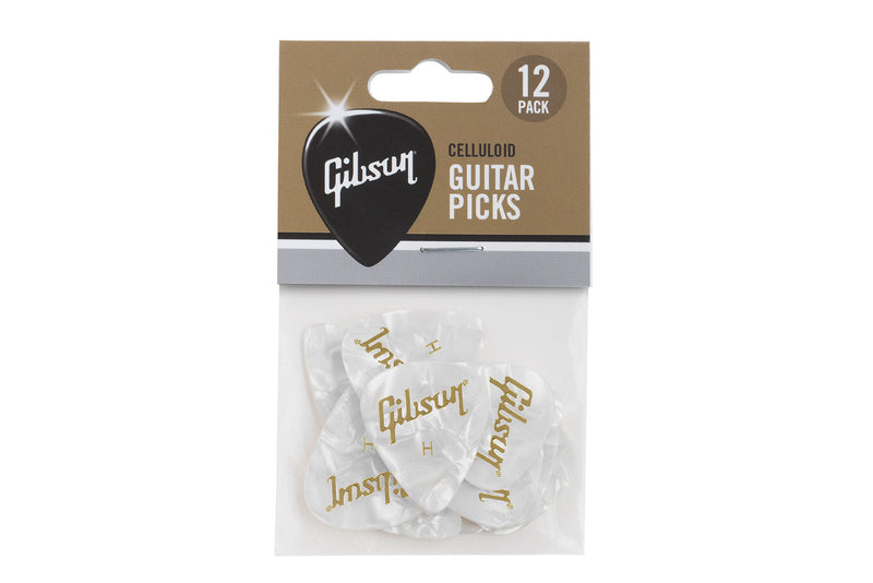 ปิ๊กกีต้าร์ Gibson White Pearl Picks, 12 Pack (12 ตัว)