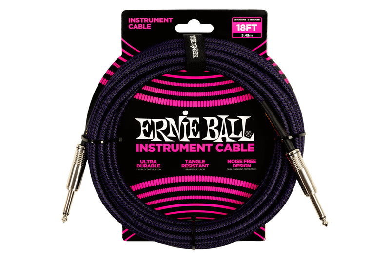 Ernie Ball 18 Feet Braided Straight / Angle Instrument Cable