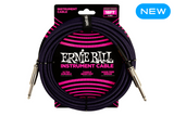 Ernie Ball 18 Feet Braided Straight / Angle Instrument Cable Purple Black