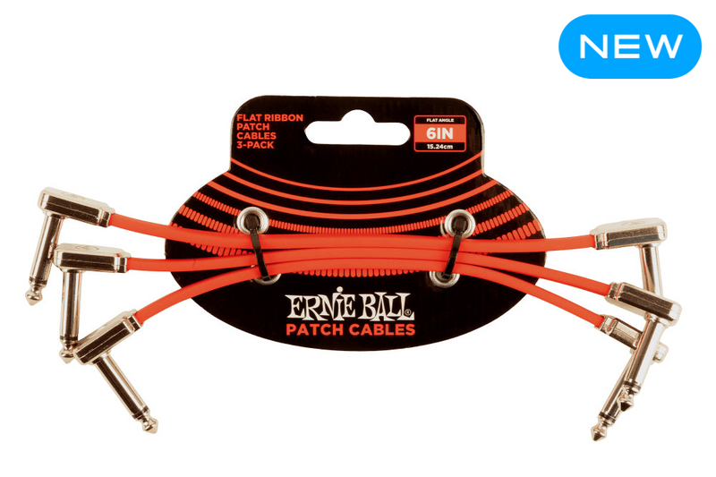 Ernie Ball 6" FLAT RIBBON PATCH CABLE 3-PACK - RED